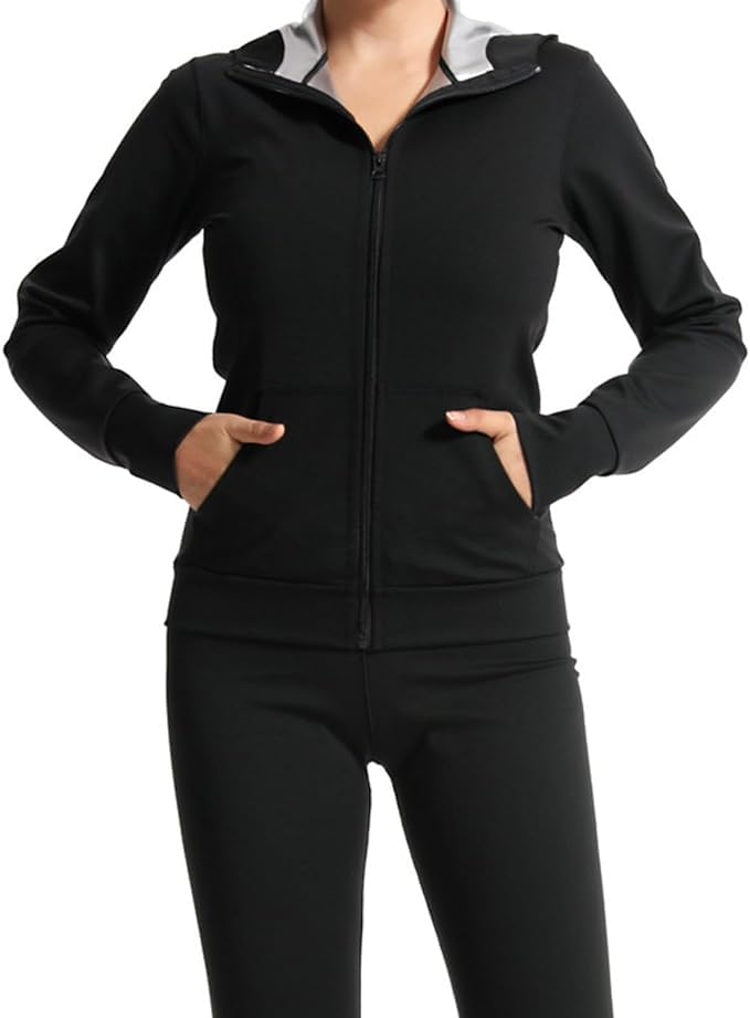 RR-INTL Sauna Suit Women Weight Loss Gym Sweat Suits Workout Jacket Lock Sweating Profusely Pants Workout Fitness Compression Sweat Suits for Women
