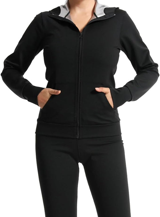 RR-INTL Sauna Suit Women Weight Loss Gym Sweat Suits Workout Jacket Lock Sweating Profusely Pants Workout Fitness Compression Sweat Suits for Women