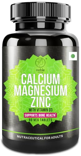 Noble Nature Calcium Magnesium Zinc with Vitamin D3 - Essential Mineral Supplement, 90 Tablets - Promotes Bone Health and Immune Support