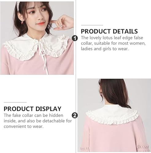 Excefore Women False Collar Casual Decorative Fake Shirt Collar Sweater Dress Collar Choker Blouse Collar Lolita Big Shawl False Collar for Women Girls White