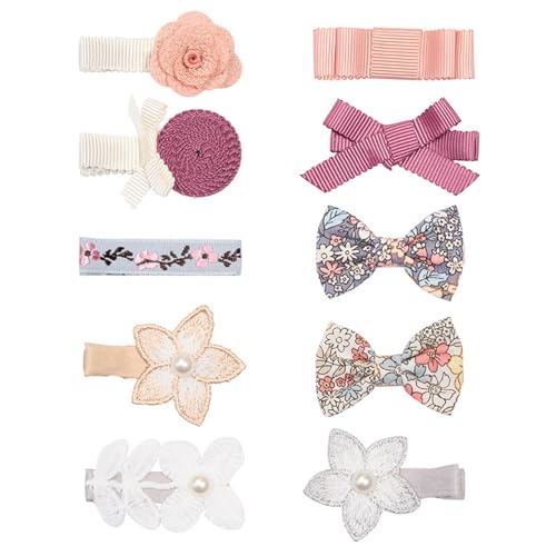 Tazweeq 10Pcs Flower Girls Hair Clip Accessories, Bow Kids Hair Clips Strip Hair Clips, Perfect for Little Princess Dress Up or Daily Wear