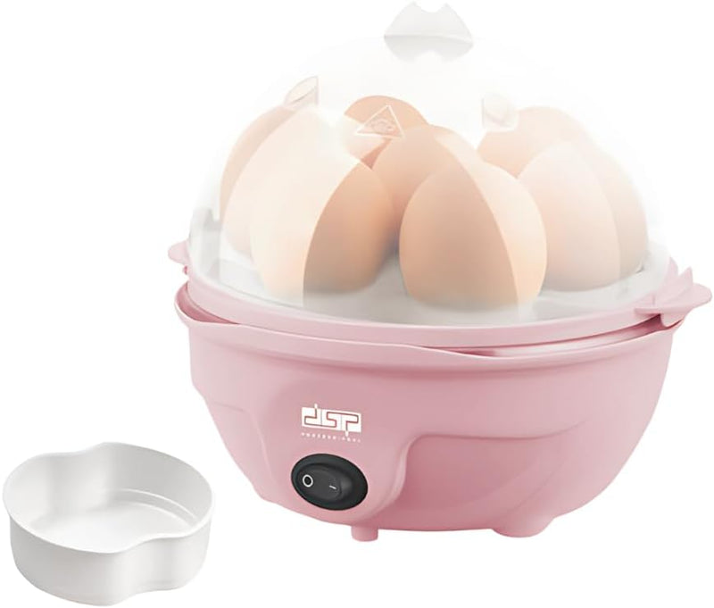 DSP Electric Egg Cooker 2-in-1 Steamer, 6-Egg Capacity, Rapid Boiler for Hard, Soft, and Poached Eggs, BPA-Free, Automatic Shut-Off, Multi-Function Cooker for Healthy Breakfasts, Model -KA5016 (Pink)