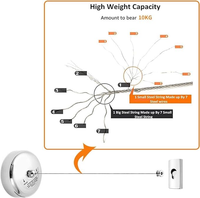 TAPIT Retractable Clothesline with Stainless Steel Durable Heavy Duty Adjustable Rope 9FT Shower Clothes Line for Outdoor Indoor Wall Mounted Retractable Laundry Line (Silver)