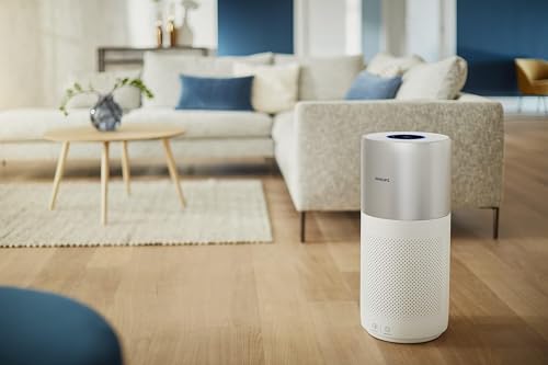 Philips Air Purifier Series 3000i - For XL Rooms 135m², 5 Speed Settings, Sleep Mode, Air Quality Display, Connected with Air+ App, White/Silver - AC3036/90