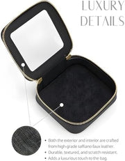 Small Cosmetic Bag for Purse Mini Makeup Bag for School Cute Clear Make Up Pouch for Travel Tiny Leather White Make Up Organizer Case for Backpack Toiletry Bag Waterproof Square Pouch with Zipper