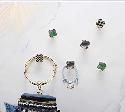 Gold-t Drawer Knobs Girls Room Cabinet Knobs Pull Handles Clover Brushed Brass Kitchen Cabinet Handles Cupboard Bathroom Door Knobs Dresser Hardware for Drawers Shell (4, Green)