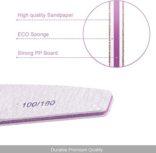 Starthi Nail File 10 PCS Professional Nail Files Double Sided Emery Board(100/180 Grit) Nail Styling Tools Pet Grooming Tools for Home and Salon Use
