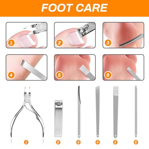 NALACAL Manicure Set, 21pcs Nail Clippers Pedicure Kit Stainless Steel Professional Manicure Kit for Men Women Nail Care Tools Personal Home Travel Grooming Kits with Leather Case (Black)