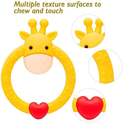 SHARE&CARE BPA Free Silicone Fruit Baby Teether Toy with Storage Case, for 3 Months Above Infant Sore Gums Pain Relief (5 Fruits)