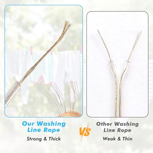 Fentar 30m Washing Line Rope,Heavy Duty Clothes Line Steel Core, Strong String 4mm Dia Clotheslines, Long Clothes Lines for Outside Garden Travel, Rustproof and Waterproof Washing Lines, 120kg LC