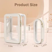 Soimeat Travel Clear Makeup Bag with Makeup Brush Bag, Leather Makeup Case Toiletry Bag, Portable Cosmetic Bag Case, Transparent Waterproof Cosmetic Organizer Storage Bag for Women, Black