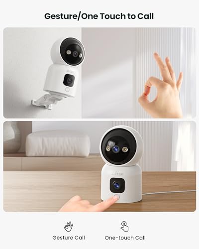 ZOSI Dual-Lens 2K WiFi Security Camera Indoor, 355° Views Pan/Tilt Home CCTV Camera with 2 Way Audio, One-Touch Calling, Smart Person Detection, 2.4G/5G Dual-Band WiFi, C528