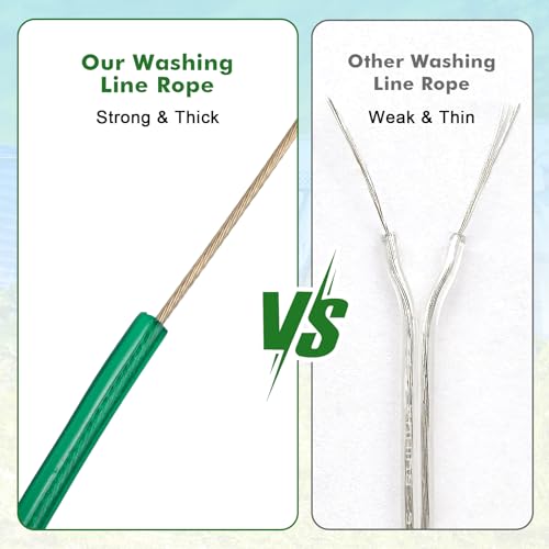 Yimomoyi Washing Line Extra Strong with 4 mm Steel Insert, 30 m Clothesline, Stretch-Free and Weather-Resistant, Green Plastic Coating, Ideal for Garden and Camping, Capacity 120 kg (Green)