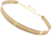 Celebrity Inspired Adjustable Metal Kamarband Waist Belt - 2 cm Wide Plate Golden