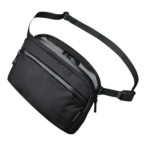 ALPAKA Flight Sling - Portable, Lightweight, Packable, Ajustable & Detachable Shoulder Strap Cross-body Sling Bag For Men Travel - Fits iPad Mini - Weatherproof Fabrics 2L Capacity Black