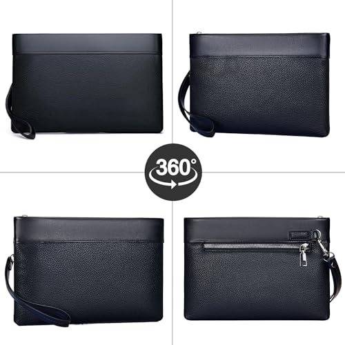 Eshow Mens Wristlet Bag Clutch Purse Synthetic Leather Bags with Wrist Strap Zip Closure 7.9 Inch