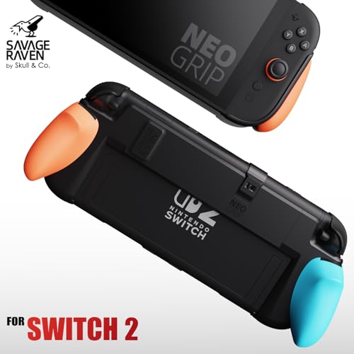 Savage Raven by Skull & Co. NeoGrip for Nintendo Switch 2: An Ergonomic Grip Hard Shell Handheld Case with Replaceable Grips [to fit All Hands Sizes] [No Carrying Case]- Black