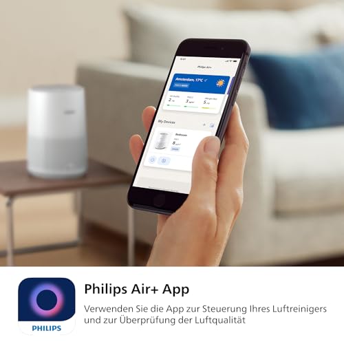 Philips Air Purifier 600 Series, Energy Efficient with Smart Sensor, for Allergy Sufferers, HEPA Filter Removes 99.97% of Pollutants, Covers up to 44 m², App Control, White (AC0651/10)