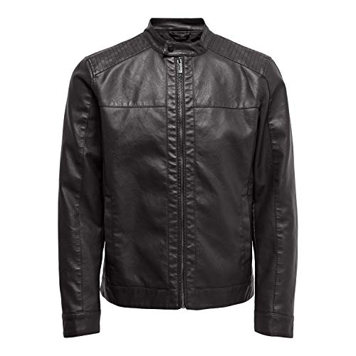 Only & Sons Men's Onsmike Pu Racer Jacket Otw Jacket