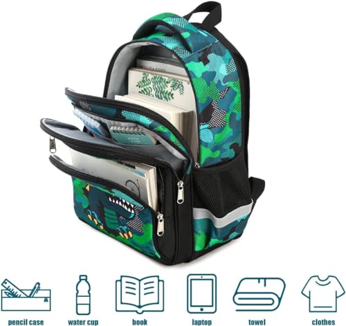 School Backpack, Backpack for Boys Girls School Bookbags, Kindergarten Elementary Middle School, Lightweight Waterproof Multifunctional Large Capacity for Backpack (16 inch Dinosaur Fun Prints)