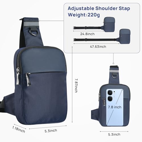 Small Sling Bag Cross Body Chest Shoulder Bag for Men Women - FRID Blocking Pocket and Adjustable Straps Crossbody Bag, Water Resistant Bum Bags for Runner Workout Hiking Cycling Travelling