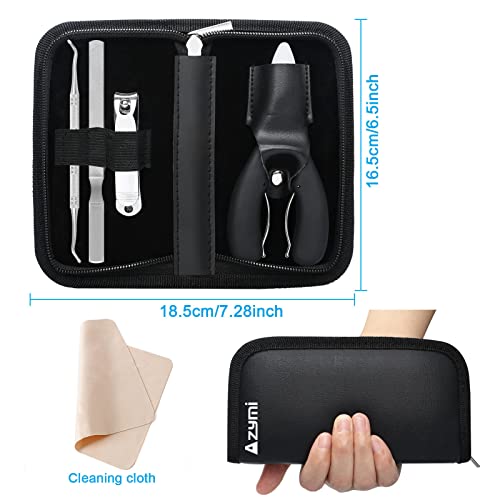 Azymi 7Pcs Ingrown Toenail Clippers Set, Heavy Duty Nail Clippers Nail Files Professional Pedicure Manicure Tools, Sharp Curved Blades/Anti-slip ABS Handle