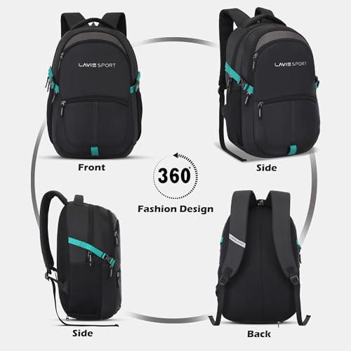 Lavie Sport Titan 29L Casual Backpack with Laptop Sleeve For Men & Women | Rain Cover Backpack for Boys & Girls