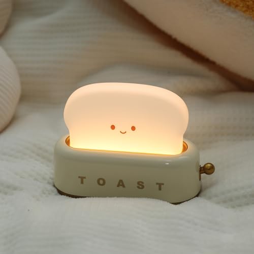 Night Lamp Kids Portable Cute Desk Decor Toaster Lamp, Toast Bread Night Light, Rechargeable, Great Gift Idea for Kids, Girls, Teens, and Teenagers (Paige)