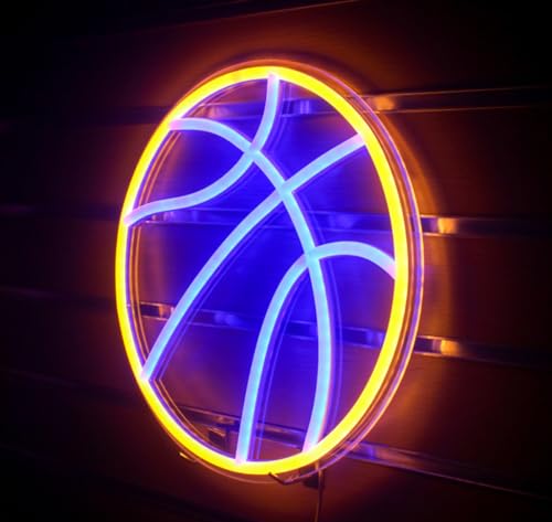 Basketball Neon Sign Basketball Led Neon Light, Dimmable LED Neon Signs for Bar Club Wall Decor, Sports Neon Signs for Room Bedroom Shop Decor, Gift for Christmas Birthday 12.6Ã—11.6 Inch (Blue)
