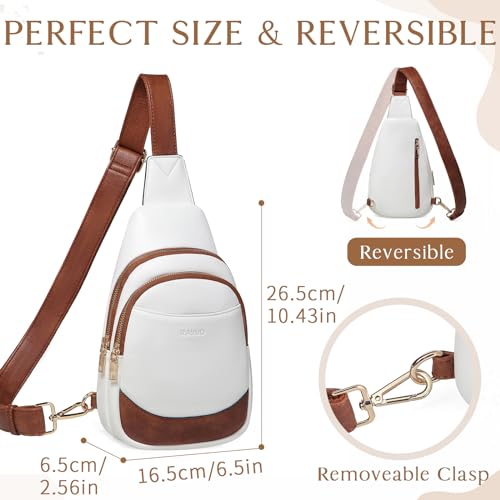 RAVUO Sling Bag for Women, Water Resistant Small Crossbody Chest Bag Trendy with Adjustable Strap Faux Leather Fanny Pack Backpack for Travel Sport Hiking