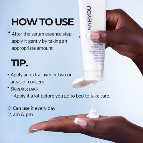 FABYOU Ceramide Panthenol Skin Barrier Support Cream 80ml – Korean Skincare for Moisturizing & Barrier Care with 8 Hyaluronic Acids with a Non-Sticky Formula for Deep Hydration, Sensitive& Dry Skin