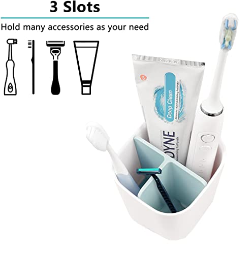 Toothbrush Holder with Anti-Slip Bottom-Made of PP and Abs Plastic Versatile Storage, Detachable for Easy Cleaning,3 Slots Electric Toothbrush and Toothpaste Holder Bathroom Organizer for Countertop