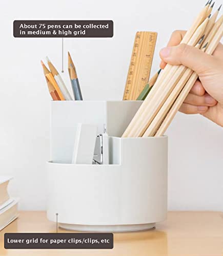 NB NBEST STORAGE IDEALIST Pen Holder-360 degree rotating multi-functional pen holder, 3 separate layer desktop stationery bags, desk organiser, home office art supplies box (White)…
