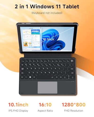 CHUWI 2025 Hi10 X1 Windows 11 Tablet 10.1'', Intel N150(Up to 3.6GHz), 8GB LPDDR5 256GB SSD, Windows Tablet PC, 8MP? Cameras, WiFi 6, BT 5.2, HDMI, USB 3.2, Type C, Full HD, with Case