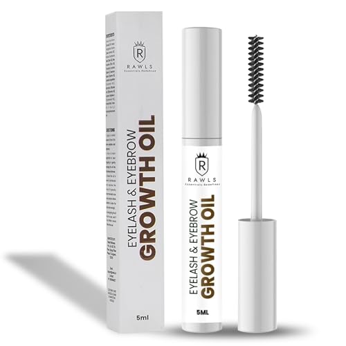 Rawls Eyebrow & Eyelash Growth Serum – Natural & Organic Formula for Longer, Thicker Brows & Lashes – Nourishing with Castor Oil, Almond Oil, Vitamin E & C – 5ml
