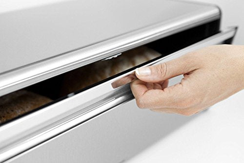Brabantia Fall Front Bread Box - Brilliant Steel with Black Sides, 163463