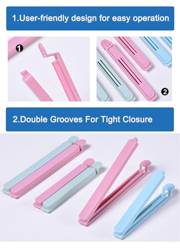30 Pack Clips for Food Bags,Snack Bag Plastic Sealing Clip,Resealable & Washable Chip Clips(6.3 in,4.7 in)