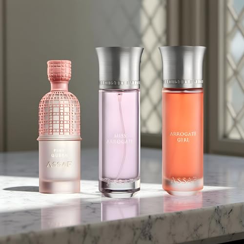 Asaf Perfume Set 3 Pcs - 600 ML Set For Women | Pink Queen + Miss Arrogate + Arrogate Girl | 200 ML Each - Asaf Lady ?? ?????? ???? ???? ????? ??? ???? + ?? ?????? + ?? ?????? ??????