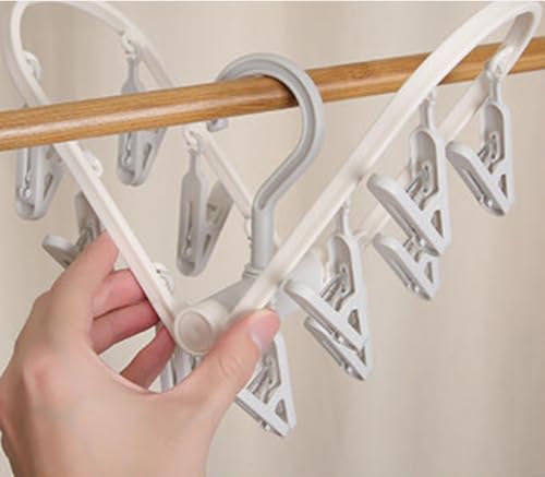 CooToly Foldable Clothes Drying Rack with 24Pcs Clips, [2Pack 12 Clips] Laundry Clips Hanger for Socks Underwear, Drying Towels and Baby Clothes