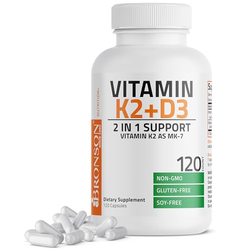 Bronson Vitamin K2 (MK7) with D3 Supplement - Vitamin D & K Complex Premium Non GMO, 120 Capsules