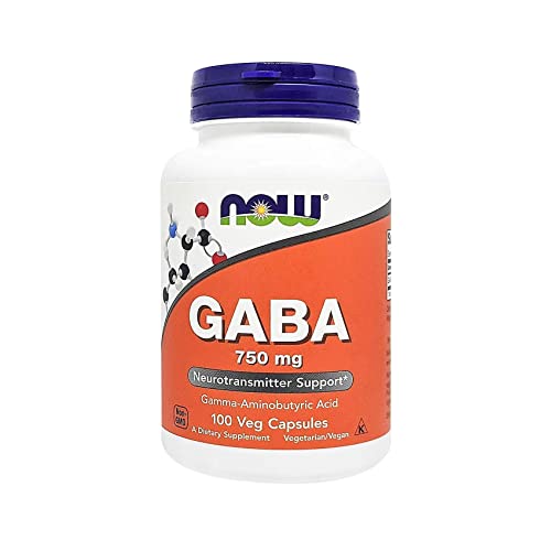 Now GABA Supplement 750 mg Capsules For Neurotransmitter Support, Pack of 100's