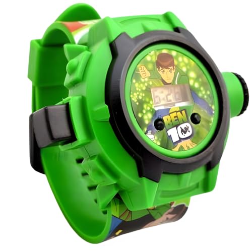 STYLEFLIX Rubber Unisex Kids Edition Digital Ben 10 Projector Watch, 24 Digital Projector Images, Boys, Green