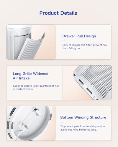 BOMIDI Pet Air Purifier for Hair, Odor & Dander Removal, H13 HEPA Filter, 450m³/h High Airflow, WiFi APP Control, 4 Timer Settings, Pet-Safe Design for Home 87㎡