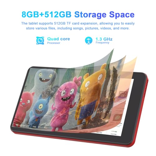 C idea 7" Smart Tablet, Android 13 Kids Computer Tab with Wiresless Keyboard and Protective Cover, Single SIM 5G LTE Wifi, Zoom & Tiktok Supported,CM518pro (Red)