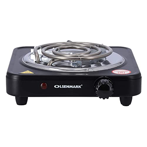 Olsenmark OMHP2278 Single Burner Electric Hot Plate, 1000W - Plate Diameter 185 mm - Variable Heat Settings - Overheat Protection - Light Indicator - Auto-Thermostat Control
