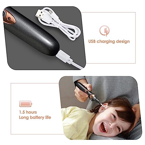 X spring Xspring Ear Wax Remover Vacuum Cleaner, Ear Vacuum with LED Light, Electric Earwax Removal Kit, USB Charge Reusable Safe Electric Ear Suction, Earwax Cleaner for Adults Kids (Black)