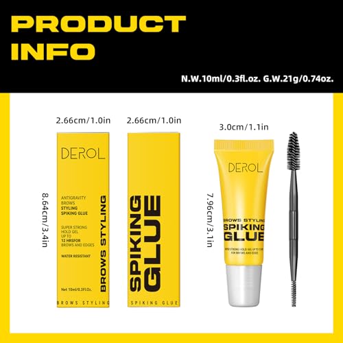 Erinde Eyebrow Fix Gel, Lightweight Makeup Brow Gel with Brush, 2 in1 Eyebrow & Hair Edges Setting Glue for Long-Lasting Hold, Waterproof, Smudge-Resistant, Quick-Dry Brow Styling Wax, Clear