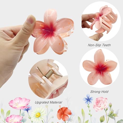 KOWVOWZ 8 PCS Hawaiian Flower Hair Clip, Summer Beach Essentials Hair Accessories, Plumeria Claw Clips, Hawaiian Hair Decorations for Wedding Party Beach Decoration