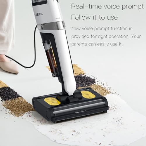 Deerma VX20 Wet & Dry Vacuum Cleaner, Wet and Dry Vacuum Cleaner with Double Roller Brush Head, 500ml Water Tank IPX4 Waterproof Lightweight Smart for Home Use