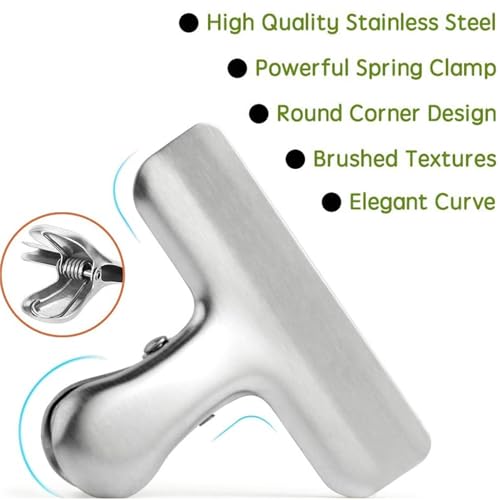 10 Pack, Stainless Steel Chip Clips, Chip Clips Bag Clips Food Clips,Clips for Food, Clips for Food Packages, Chip Bag Clips, Air Tight Seal, Heavy Duty Snack Clips Kitchen Clips